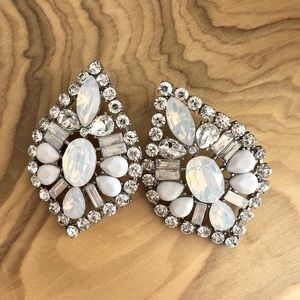 Formal Art Deco Silver Color Earrings